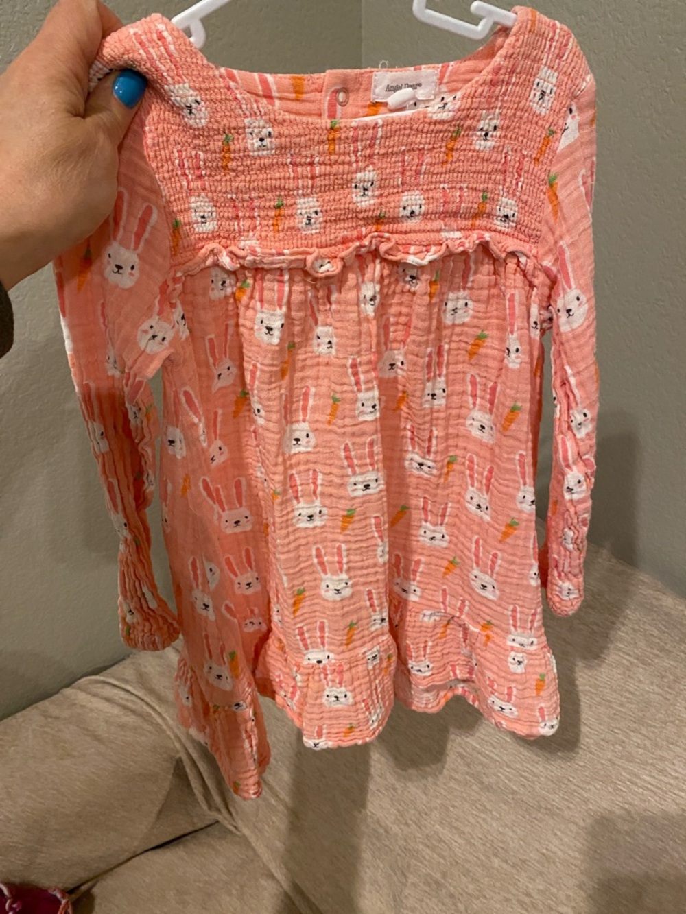 Angel Dear Pink Bunny & Carrot Long-Sleeve Dress